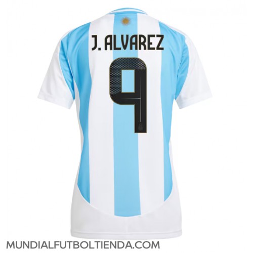 Camiseta Argentina Julian Alvarez #9 Primera Equipación Replica Copa America 2024 para mujer mangas cortas